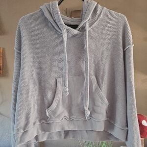 Vintage Gray Women's Hoodie With Back Cut Out